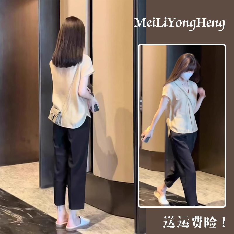 夏季2025新款高级感小个子穿搭一整套微胖显瘦减龄网红炸街两件套