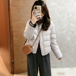 2026冬季新款撞色翻领加厚短款棉衣外套女款小个子洋气休闲裤套装