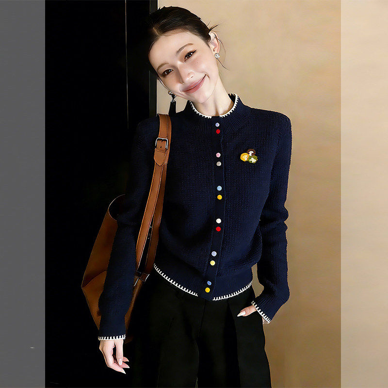 2026年春季新款韩式宽松显瘦撞色彩扣半高领针织衫外套阔腿裤套装,女装/女士精品,时尚套装,淘宝优惠券,粉丝福利购,淘宝优惠卷