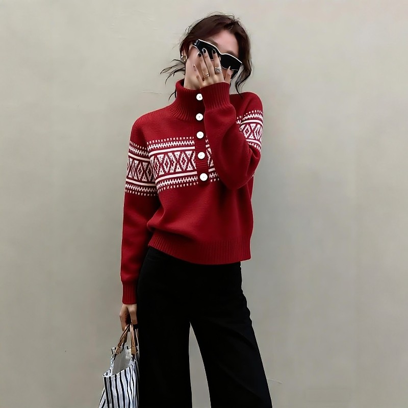 独特漂亮冬装一整套2026新款复古费尔岛半高领毛衣阔腿裤两件套女,女装/女士精品,时尚套装,淘宝优惠券,粉丝福利购,淘宝优惠卷