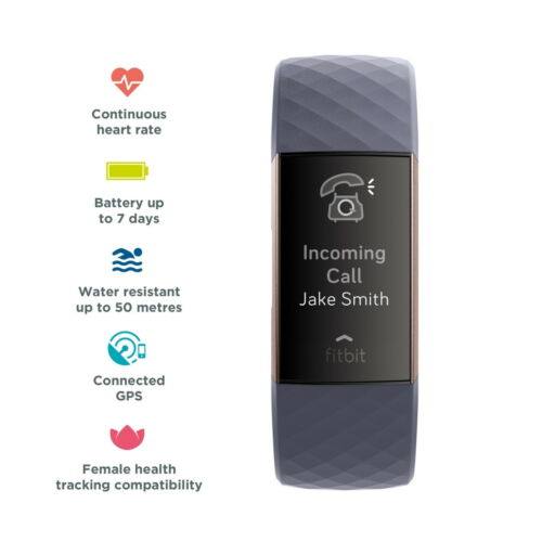 FITBIT CHARGE 3 스마트 팔찌 스포츠 블루투스 심박수 모니터링 방수 수면 보수계 달리기 수영