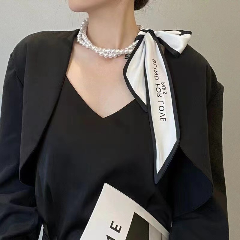 甲状腺术后遮挡神器珍珠项链丝巾