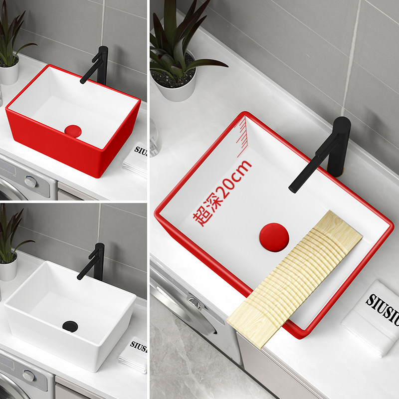 带搓衣板加深陶瓷台上盆阳台超深洗手盆洗衣盆面盆洗衣池洗衣槽