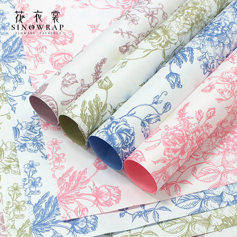 花衣裳 花丛棉柔纸印花包装纸浪漫爱情鲜花包装材料花店花艺资材