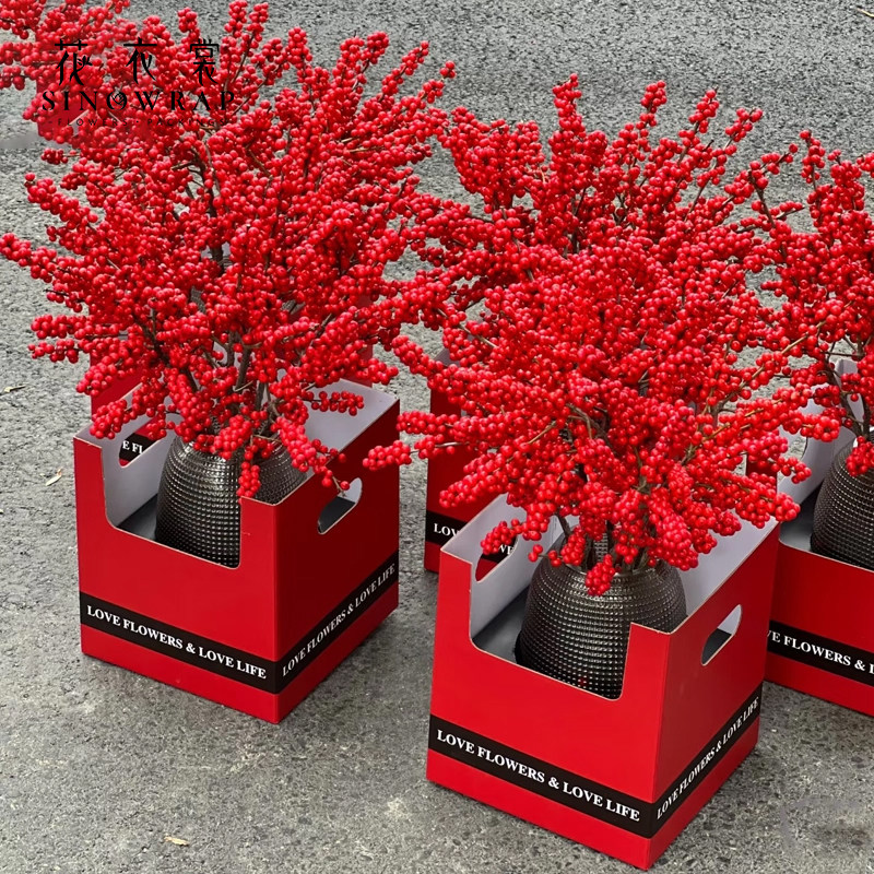 花衣裳 新年宵双侧手提花篮鲜花包装盒装饰盆栽插花盒礼盒diy资材,鲜花速递/花卉仿真/绿植园艺,花艺包装盒,淘宝优惠券,粉丝福利购,淘宝优惠卷