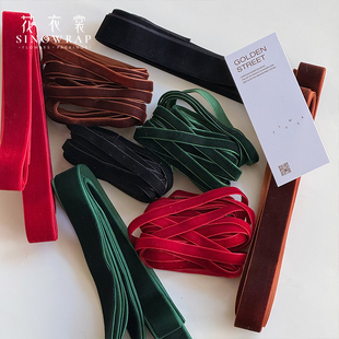 花衣裳 饰彩带礼物织带diy资材 圣诞节2.5CM天鹅植绒丝带鲜花包装