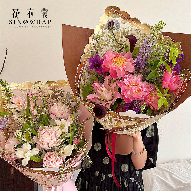 花衣裳 野兽派烫金包装纸鲜花束防水加厚风华纸花艺手工diy资材