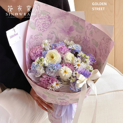 花衣裳  压纹纸浮雕玫瑰烫金鲜花包装纸木棉艺术纸花艺资材