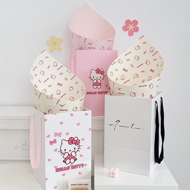 花衣裳 七夕礼物KT手提袋鲜花束包装袋情人节礼物花盒花艺diy资材,鲜花速递/花卉仿真/绿植园艺,花艺材料,淘宝优惠券,粉丝福利购,淘宝优惠卷