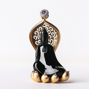 7.22羊子珠宝 禅隐 世间之道在流动着 老坑冰种墨翠自在观音挂件