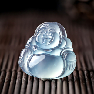 羊子珠宝 丰盈常乐 老坑冰种满色胖体福相翡翠佛公吊坠12.24