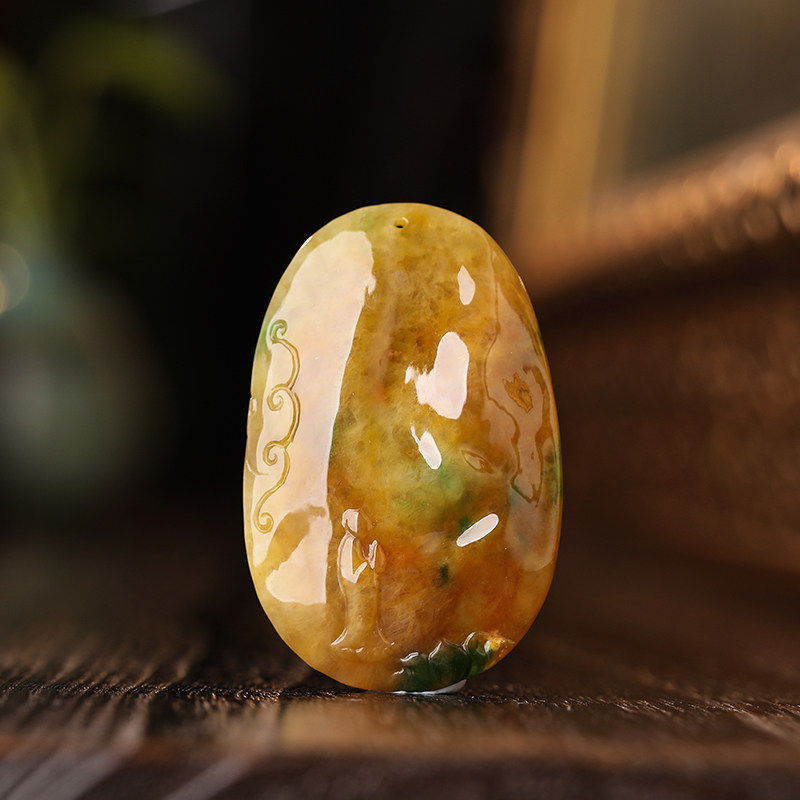 羊子珠宝【悟佛】双面雕两用 大师巧思 老三彩悟道挂件吊坠