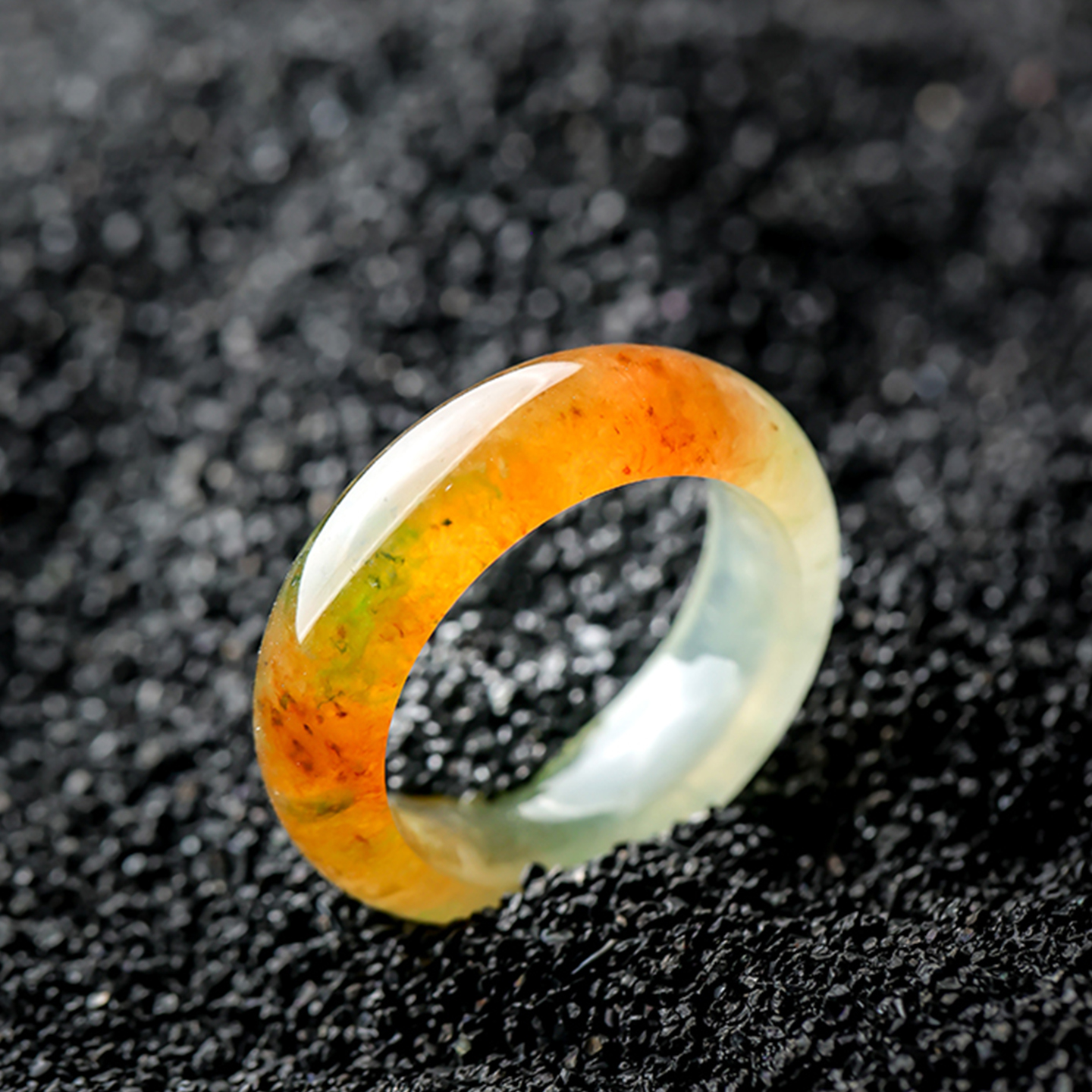 羊子珠宝 扶光 老坑高冰种三彩翡翠指环11.1