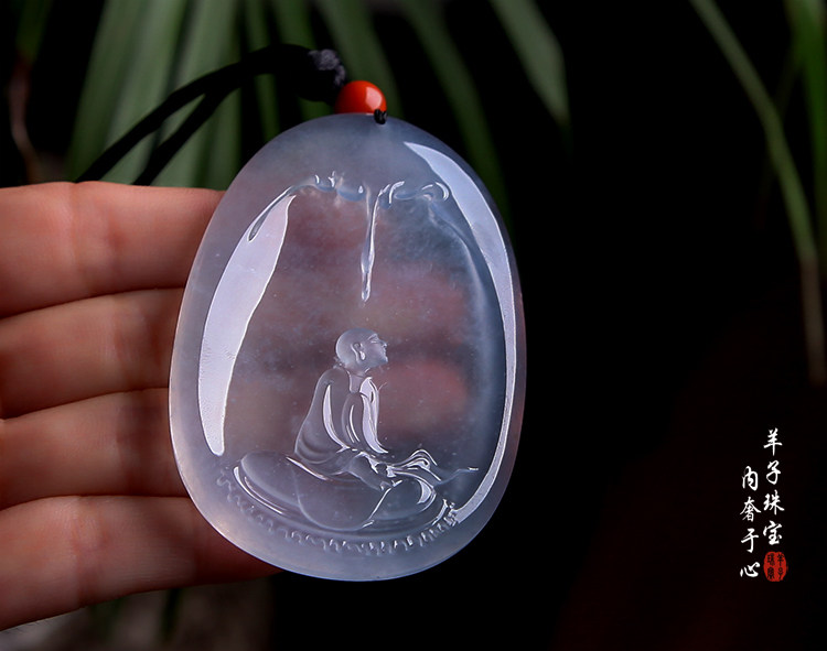 羊子珠宝2015年陆子冈杯获奖作品 冰玻种紫底大师深山静悟s