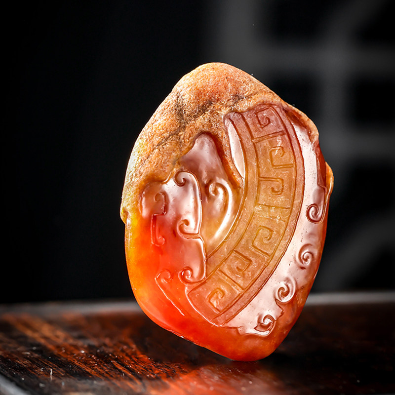 羊子珠宝  沁安  老坑种红翡细腻仿古翡翠挂件,珠宝/钻石/翡翠,颈饰,淘宝优惠券,粉丝福利购,淘宝优惠卷