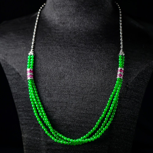 羊子珠宝 叠翠流金 老坑冰种满绿小米珠设计款翡翠珠链12.12