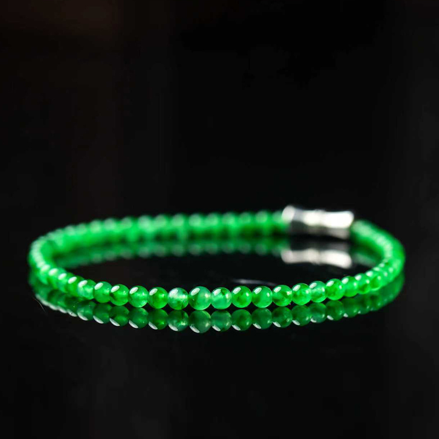 羊子珠宝 凝碧星河 老坑高冰种辣阳绿翡翠小米珠手串1.10,珠宝/钻石/翡翠,手链/手串,淘宝优惠券,粉丝福利购,淘宝优惠卷