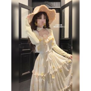 现货蜜糖雏菊温柔度假风开衫+连衣裙套装春夏季款甜美清新两件套