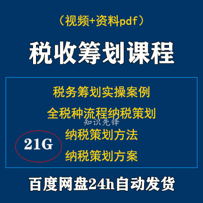 2023税收筹划视频 实务全解析教程  纳税实务筹划方案课程D7