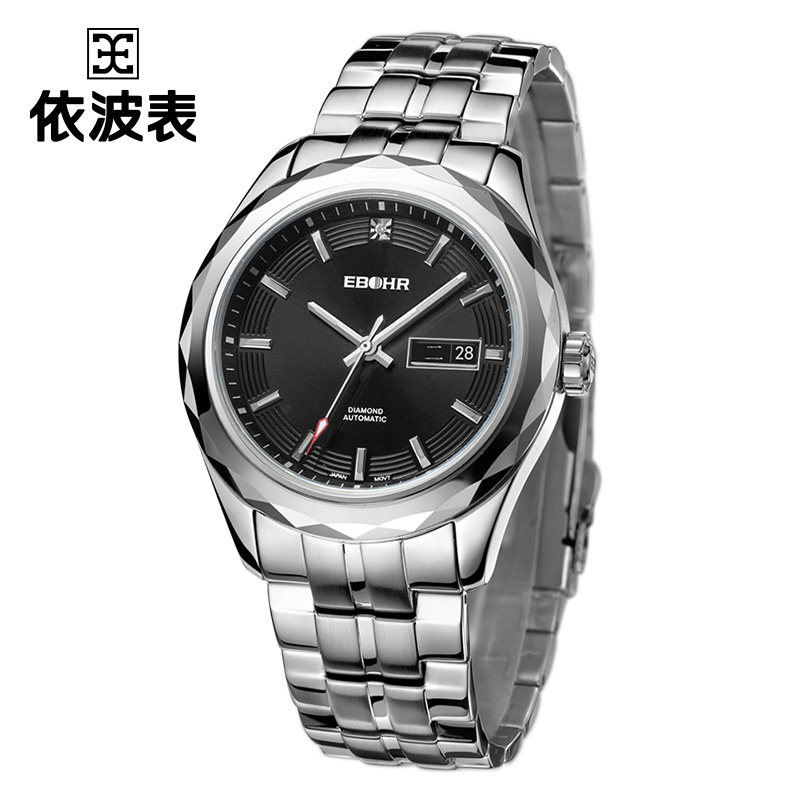 z依波ebohr机械表休闲不锈钢商务防水情侣款钢带时尚男表女表5002