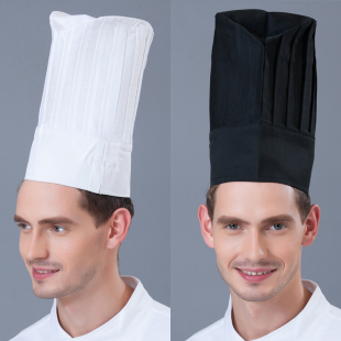 厨师高帽布帽白色蘑菇帽 酒店餐厅厨房厨师帽子西点糕点师工作帽