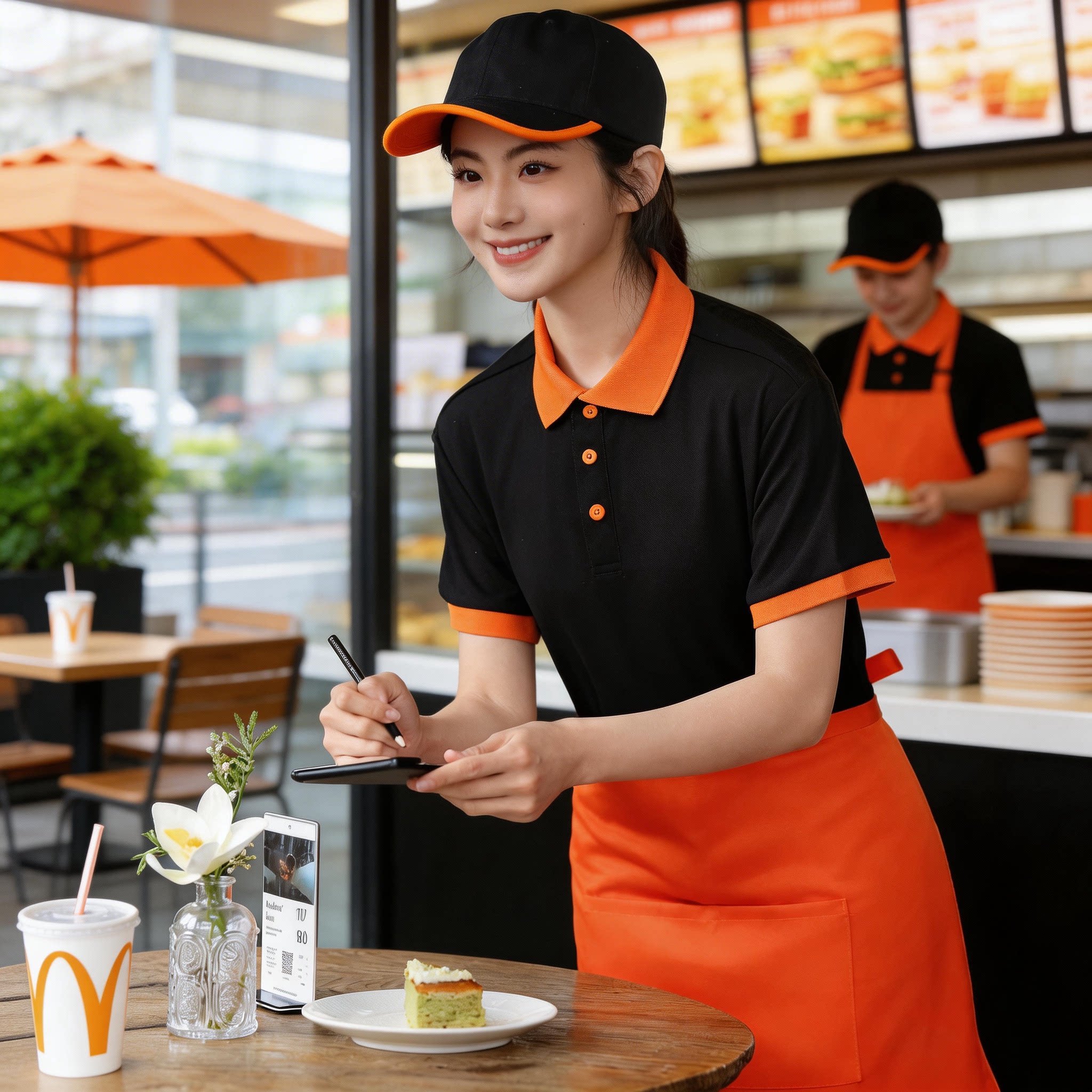 酒店餐饮服务员工作服T恤夏季短袖翻领POLO衫定制工装制服男女