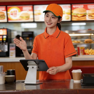 餐饮服务员工作服短袖定制印logo餐厅咖啡奶茶火锅店polo衫工装