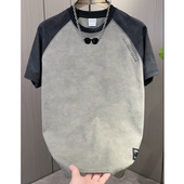 短袖 拼色扎染潮牌半袖 款 男士 t恤衫 夏季 体恤男2025新款 衣服T恤宽松