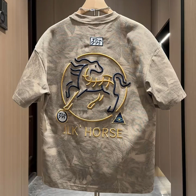 欧货重工刺绣男士短袖2026夏季厚款T恤衫重磅上衣潮牌帅气T恤衫男,男装,T恤,淘宝优惠券,粉丝福利购,淘宝优惠卷