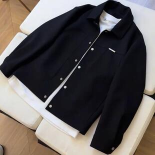 春季夹克外套男2025新款休闲时尚极简风纯色简约百搭潮牌男装衣服