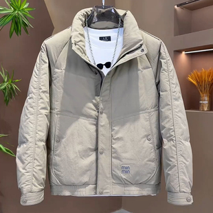 冬季新款男士羽绒服保暖时尚简约立领短款外套韩版修身厚款防寒服