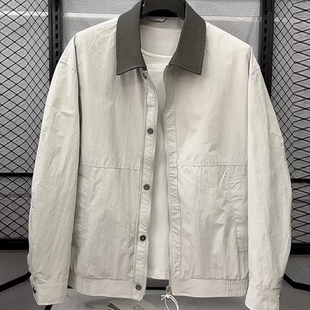 老钱风轻奢潮牌男士外套撞色翻领设计感时尚宽松夹克男款春季薄款