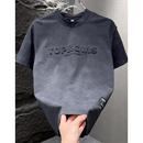 短袖t恤男2025新款夏季潮流美式钢印T恤男潮帅气宽松上衣百搭体恤