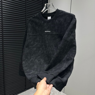 春秋季 2025超火男款 厚款 打底衫 卫衣炸街痞帅上衣扎染刺绣休闲长袖