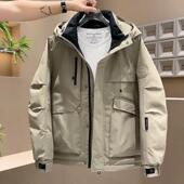 休闲外套男 风帅气潮牌加厚宽松保暖连帽防寒服男款 男士 羽绒服工装