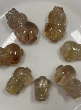 天然钛金黄发晶貔貅吊坠