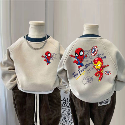 男童一体绒卫衣秋冬韩版加绒上衣