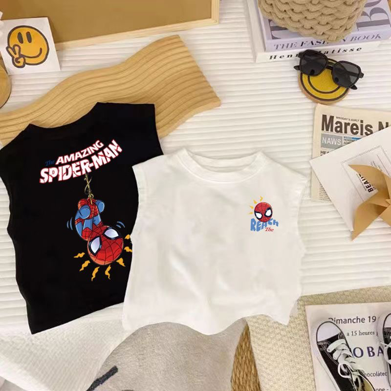 男童女童夏季卡通动漫蜘蛛侠背心
