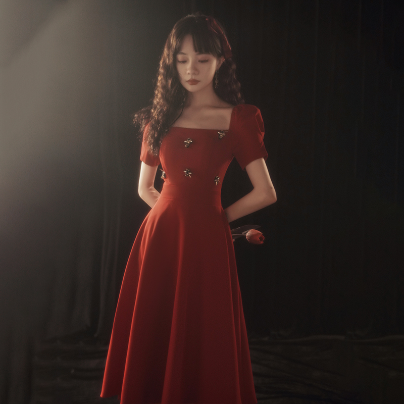 速发结婚敬酒服子娘2022新款红色孕妇订婚回门便装礼服遮肚新平时