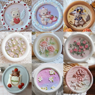 【火漆印章章头】多层精雕小熊玫瑰异形浮雕名画系列DIY邮票铜头