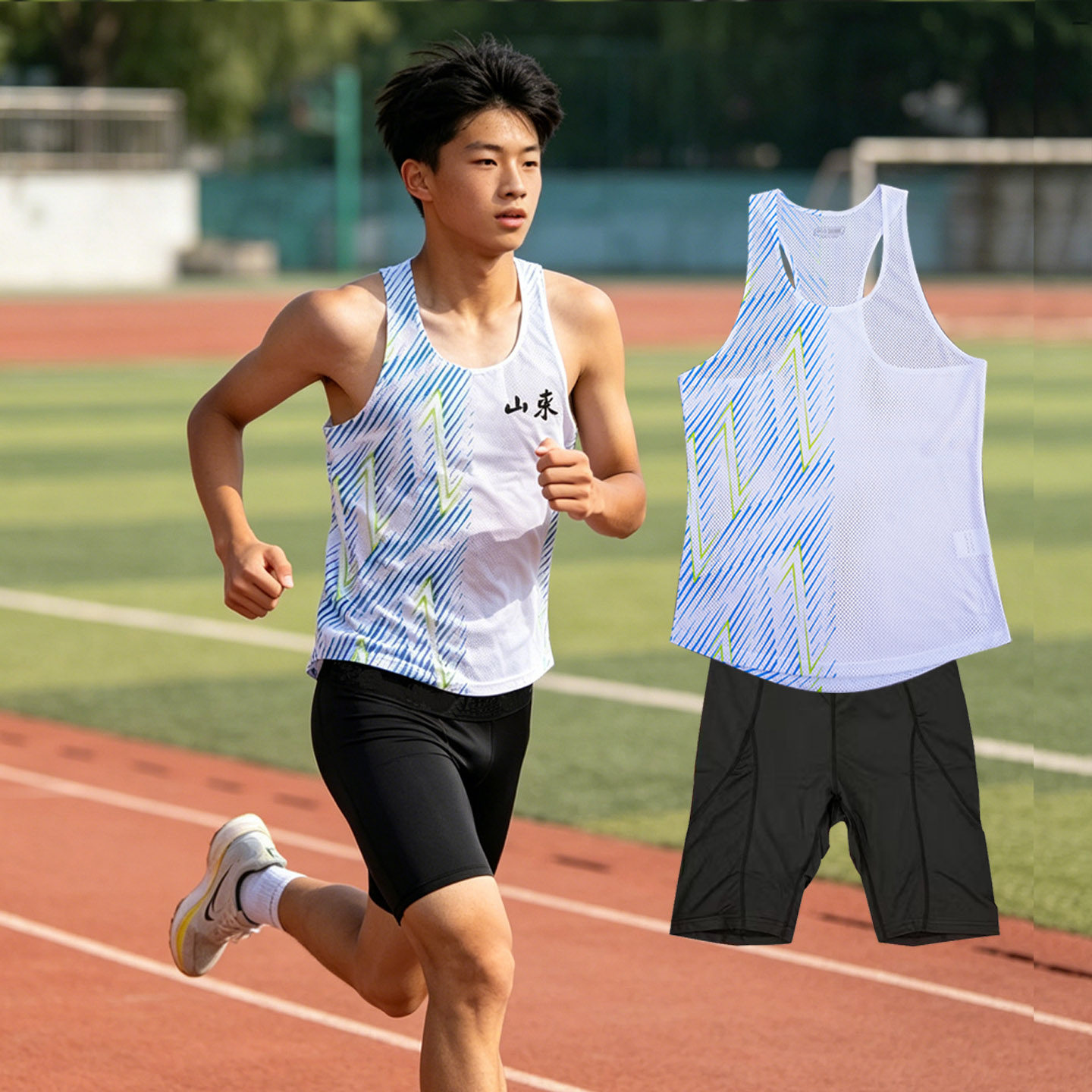 体育生训练服田径服男体考图片