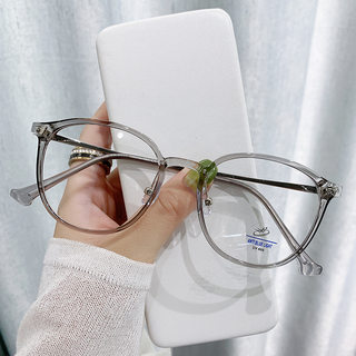 TR新款防蓝光眼镜网红爆款冷茶色平光镜椭圆形男女学生近视眼镜框