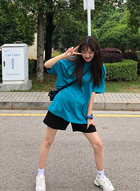 黑色高腰休闲短裤女夏季薄款大码胖mm宽松显瘦小个子阔腿五分裤子
