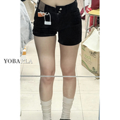 女夏季 新款 大码 黑色弹力牛仔短裤 胖mm高腰显瘦梨形身材a字热裤 子