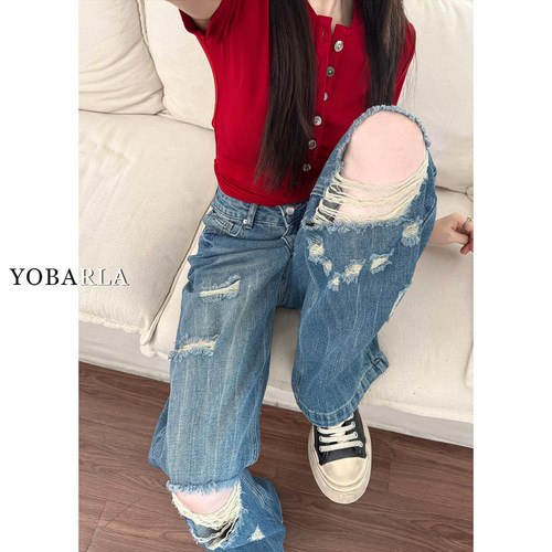 巨显瘦的破洞牛仔裤，谁穿谁好看