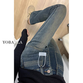 梨形身材显瘦喇叭马蹄裤 蓝色微喇牛仔裤 胖mm弹力大码 新款 子 女春季