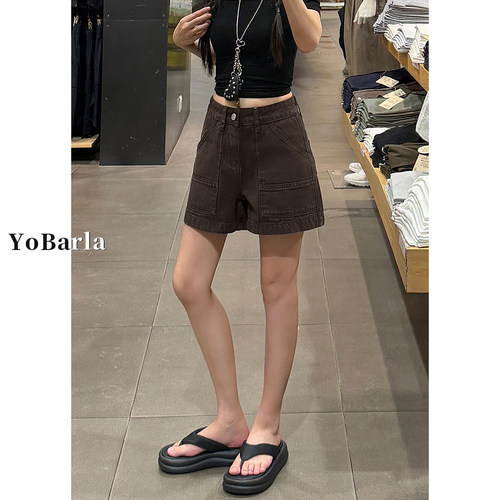复古工装牛仔短裤女夏大码显瘦