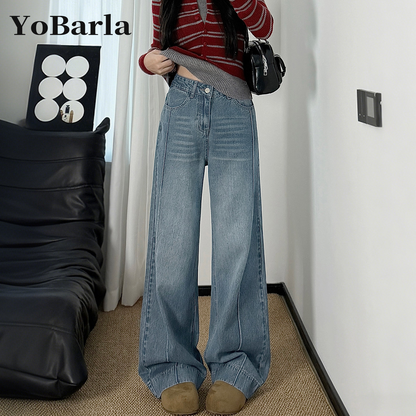 复古直筒牛仔裤女梨型身材冬季加绒大码胖mm宽松显瘦垂感阔腿裤子,女装/女士精品,牛仔裤,淘宝优惠券,粉丝福利购,淘宝优惠卷