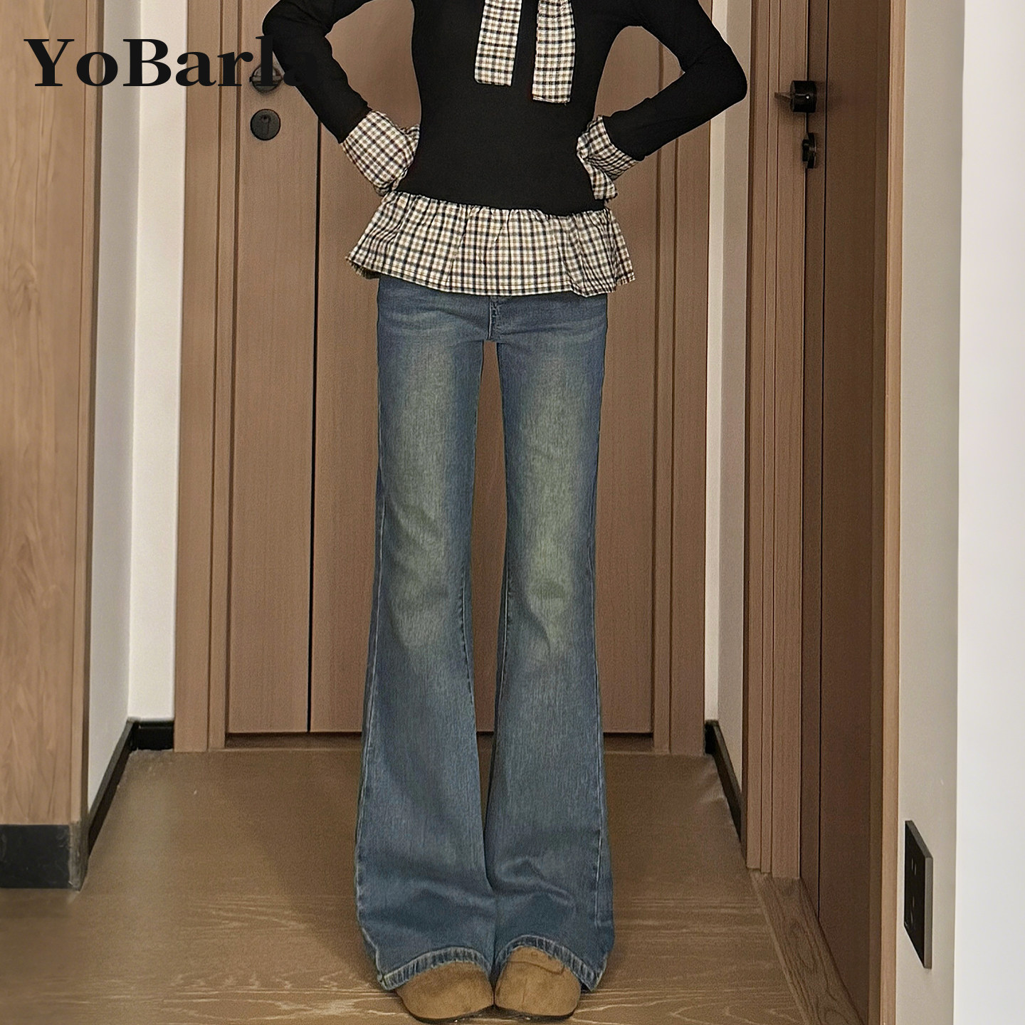 复古怀旧微喇牛仔裤女秋冬加绒大码胖mm高腰弹力显瘦不贴腿马蹄裤,女装/女士精品,牛仔裤,淘宝优惠券,粉丝福利购,淘宝优惠卷