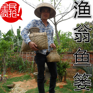 竹编鱼篓加大特大鱼篓竹篓渔具农家乐装饰餐厅挂件柜台招财摆件